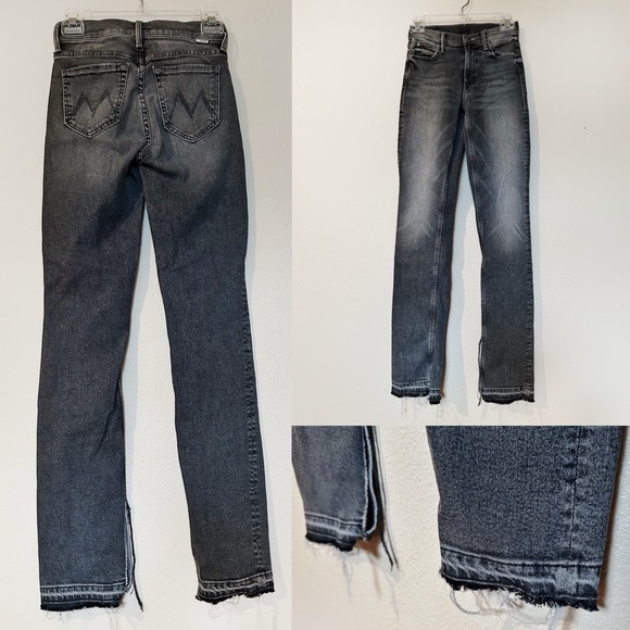 MOTHER The Rascal Slit Undone Hem in Tag You're It Size 24 Grey Slim Bootcut - Picture 12 of 17